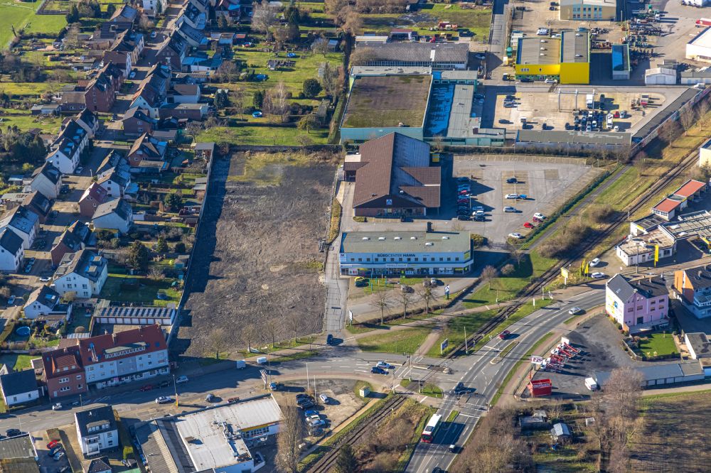 Aerial photograph Hamm - Development area and building land fallow on street Werler Strasse in Hamm at Ruhrgebiet in the state North Rhine-Westphalia, Germany