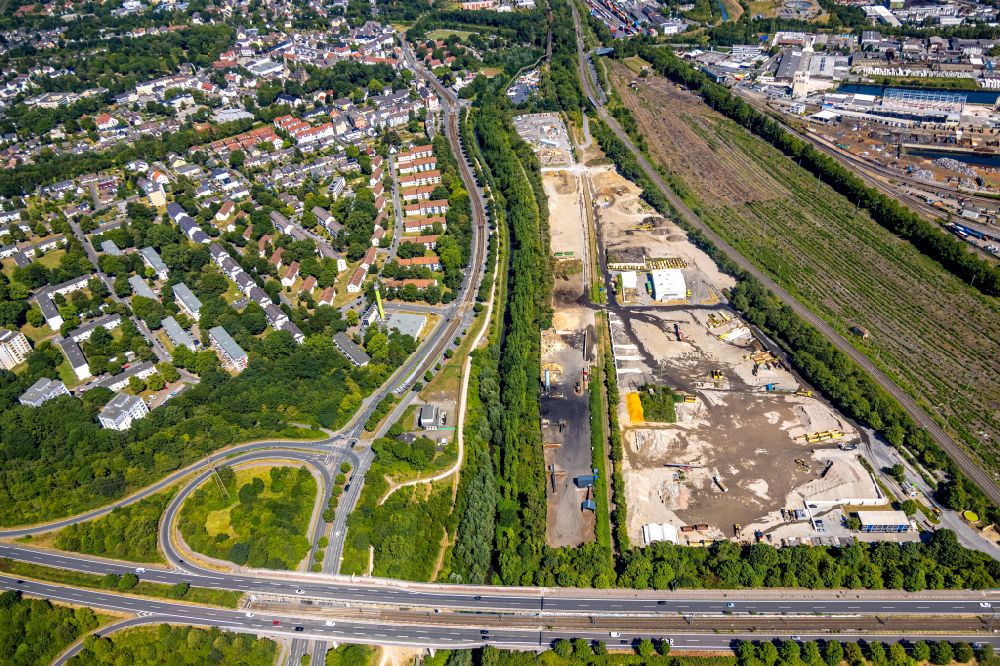 Aerial image Dortmund - Development area and building land fallow on Huckarder Strasse - Mallinckrodtstrasse in the district Insterburg-Siedlung in Dortmund at Ruhrgebiet in the state North Rhine-Westphalia, Germany