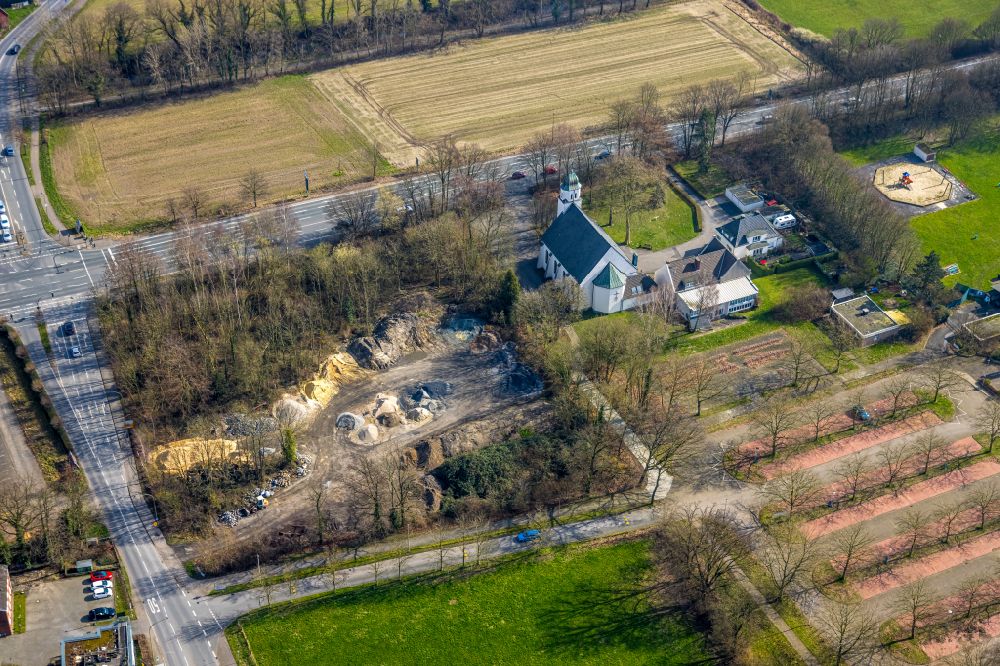 Aerial photograph Hamm - Development area and building land fallow at the crossroads Ostdorfstrasse - Werler Strasse in Hamm at Ruhrgebiet in the state North Rhine-Westphalia, Germany