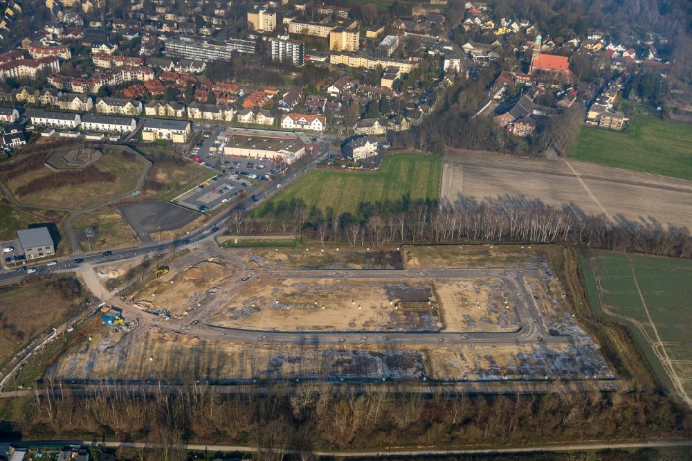 Bochum from the bird's eye view: Development area and building land fallow on Marie-Luise-Tanski-Strasse in Gewerbepark Hiltrop in Bochum in the state North Rhine-Westphalia, Germany