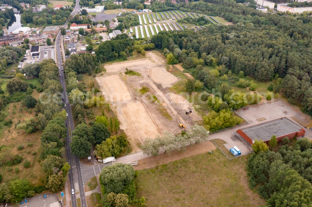 Eberswalde from the bird's eye view: Development area and building land fallow fuer ein Schulcampus in Eberswalde in the state Brandenburg, Germany