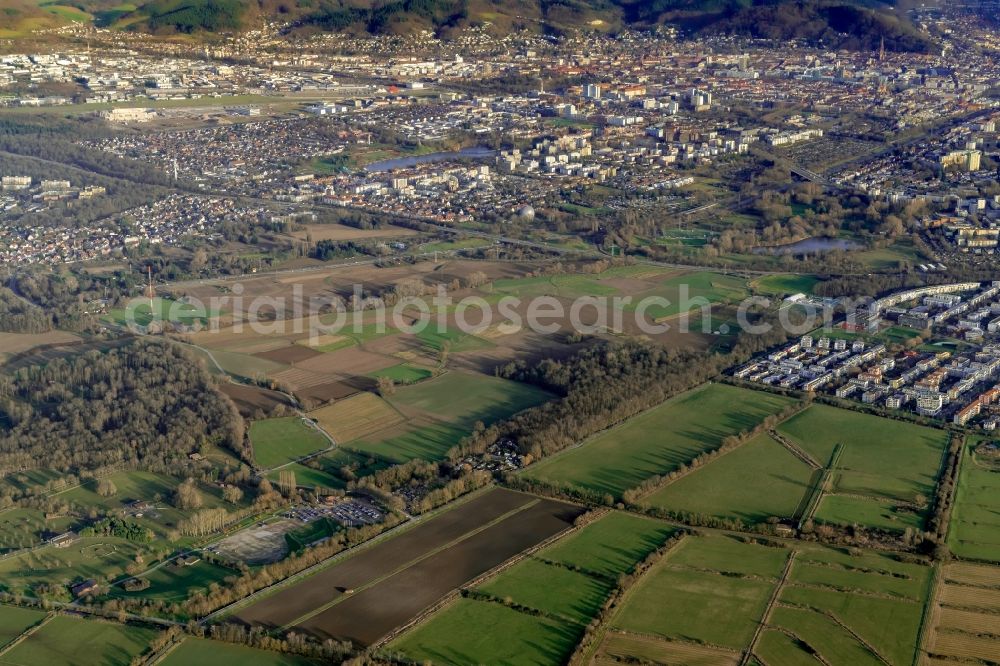 Aerial image Freiburg im Breisgau - Development area and building land fallow Dietenbach in Freiburg im Breisgau in the state Baden-Wurttemberg, Germany