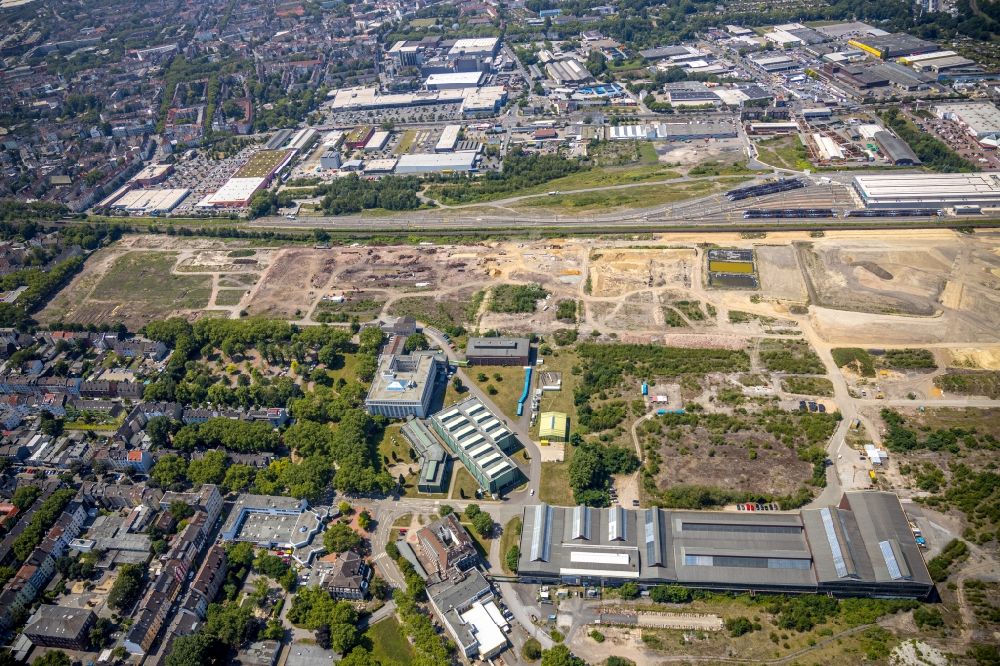 Dortmund from above - Development area of the industrial wasteland of Dortmund Logistik GmbH of the DSW21 group on the site of the former Westfalenhuette in Dortmund in the state of North Rhine-Westphalia