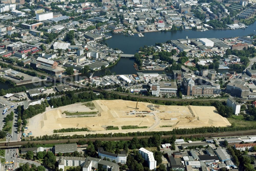 Hamburg from above - Development area of industrial wasteland on Billstrasse destrict Rothenburgsort in Hamburg
