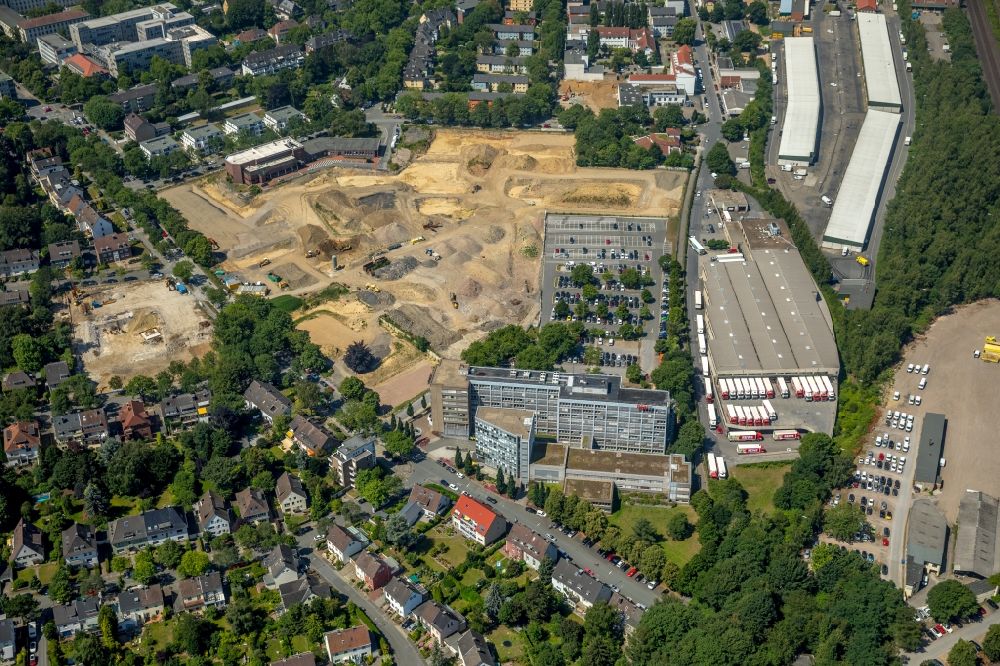 Aerial image Dortmund - Development area of industrial wasteland Deggingstrasse on Head quarter DSW21 Dortmunder Stadtwerke AG in the district Westfalendamm-Nord in Dortmund in the state North Rhine-Westphalia