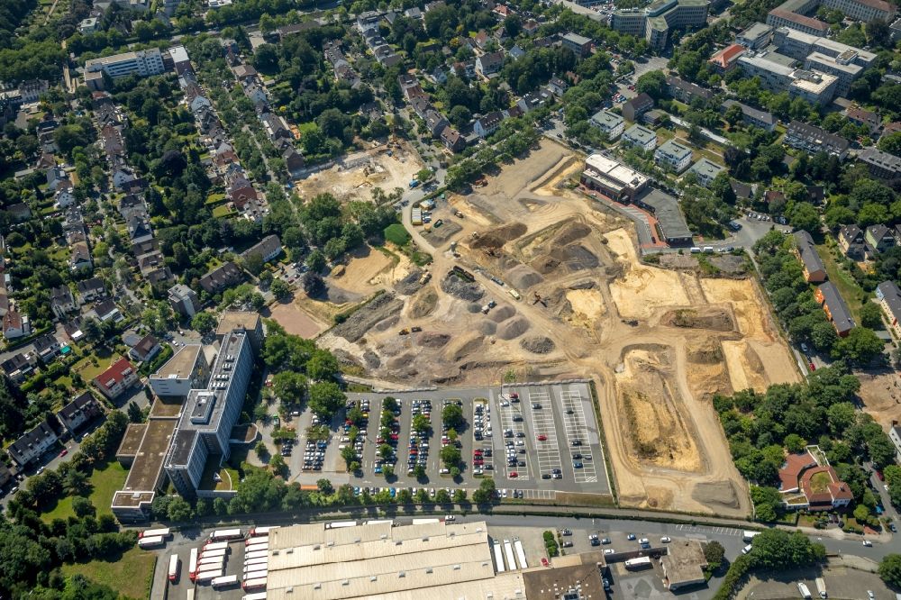 Aerial photograph Dortmund - Development area of industrial wasteland Deggingstrasse on Head quarter DSW21 Dortmunder Stadtwerke AG in the district Westfalendamm-Nord in Dortmund in the state North Rhine-Westphalia