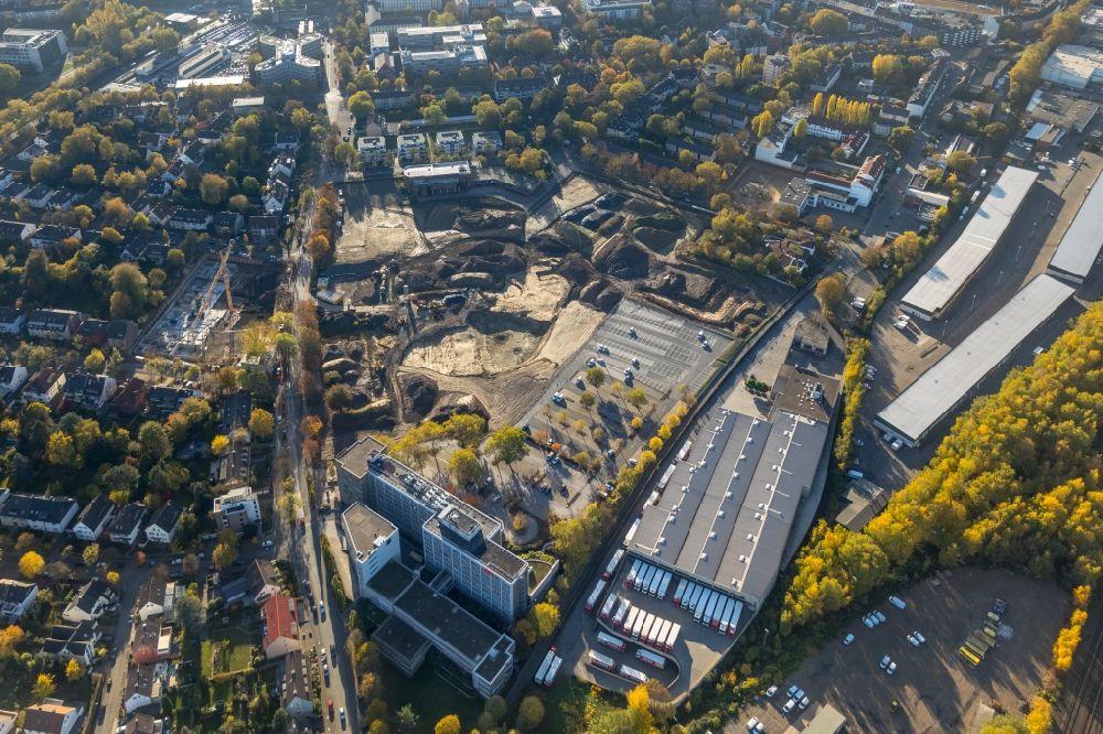 Aerial photograph Dortmund - Development area of industrial wasteland Deggingstrasse on Head quarter DSW21 Dortmunder Stadtwerke AG in the district Westfalendamm-Nord in Dortmund in the state North Rhine-Westphalia