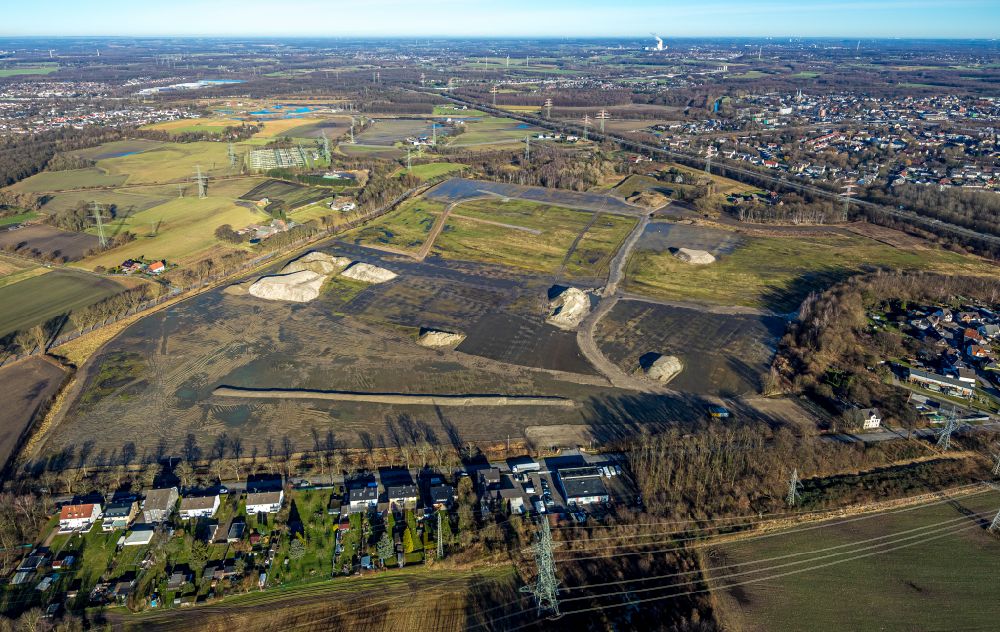 Aerial image Oestrich - Development area of industrial wasteland of the former Knepper power plant site in Castrop-Rauxel at Ruhrgebiet in the state North Rhine-Westphalia, Germany