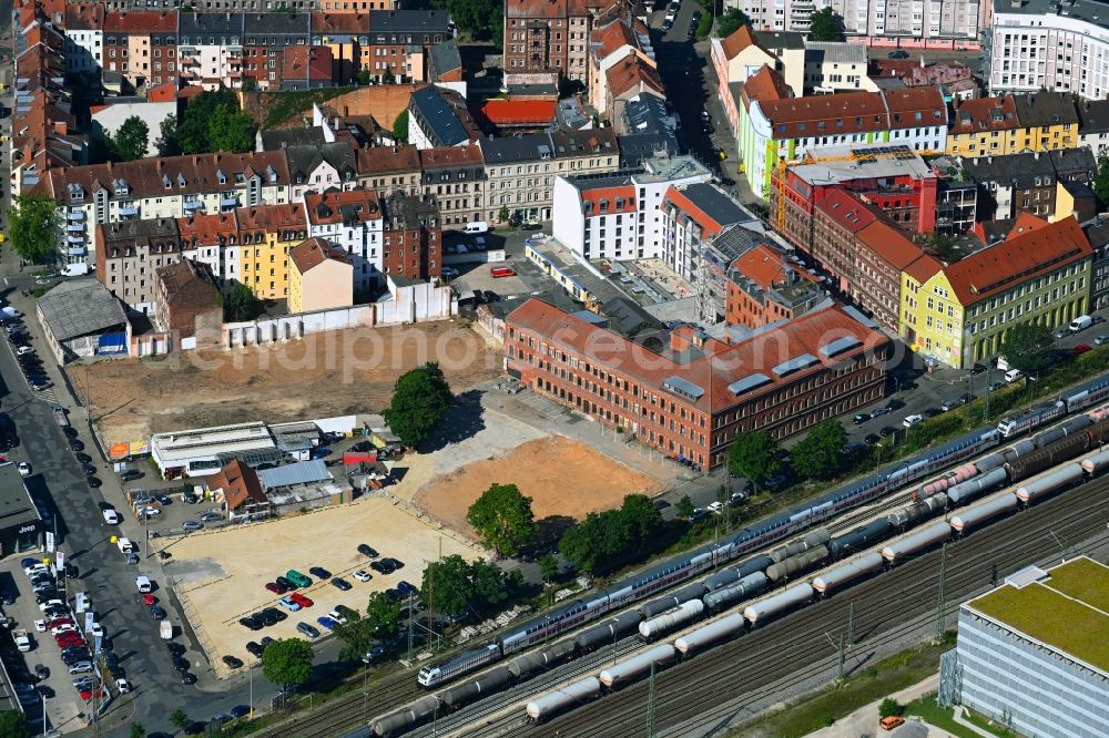 Aerial photograph Fürth - Development area of industrial wasteland on Karolinenstrasse Ecke Floessaustrasse in Fuerth in the state Bavaria, Germany