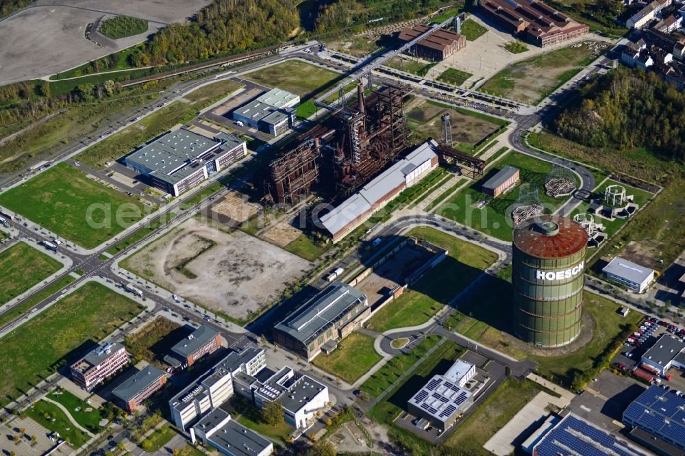 Aerial image Dortmund - Development area of industrial wasteland Kompetenzzentren the TechnologieZentrumDortmund on the future location PHOENIX West in Dortmund in the state North Rhine-Westphalia