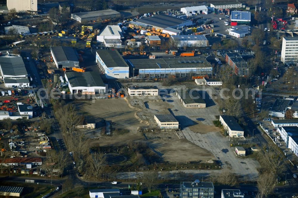 Aerial image Potsdam - Development area of industrial wasteland next to the work premises of the Stadtwerke Potsdam GmbH along the Drewitzer Strasse in the district Drewitz in Potsdam in the state Brandenburg, Germany