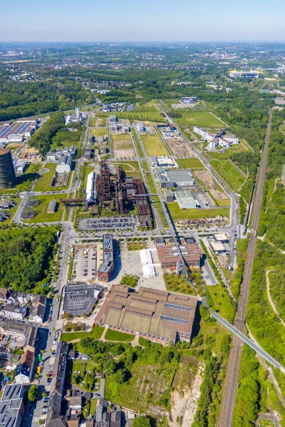 Aerial photograph Dortmund - Development area of industrial wasteland Phoenix-West in the district Hoerde in Dortmund in the state North Rhine-Westphalia