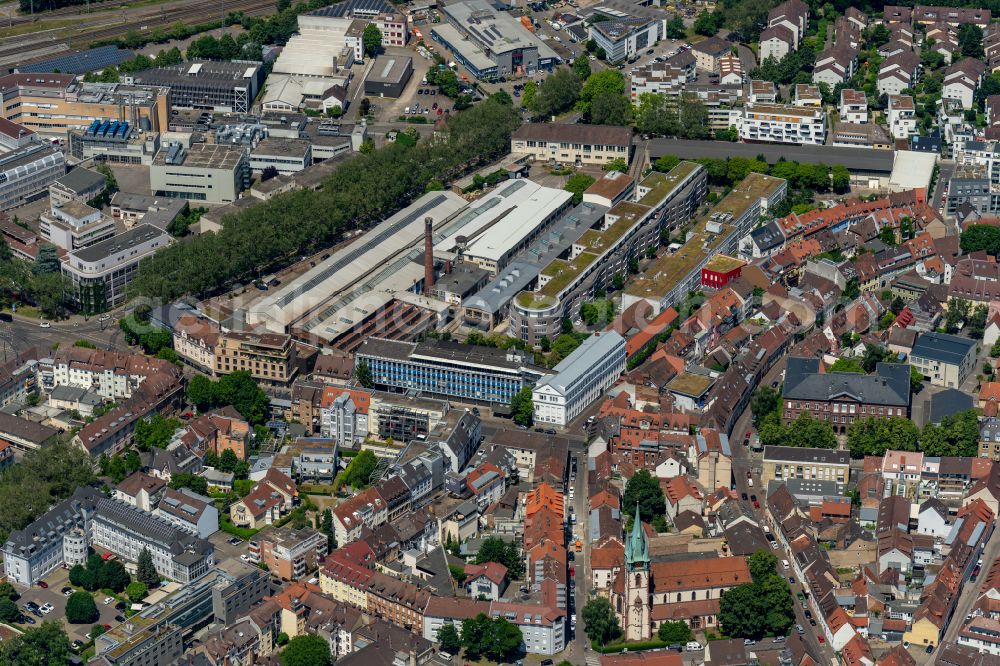 Karlsruhe from above - Development area of industrial conversion project zur Giesserei in the district Durlach in Karlsruhe in the state Baden-Wuerttemberg