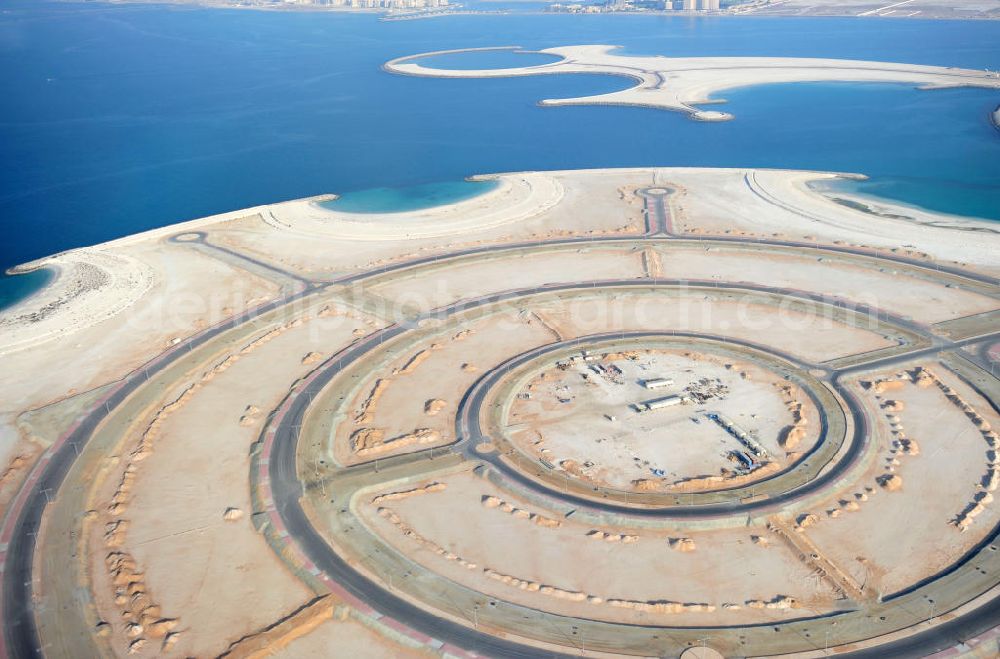 Aerial photograph Ras Al Khaimah - Al Marjan Island is an artificial archipelago in the arab emirate Ras Al Khaimah. It is part of the Al Hamra Village Project. In the future, the archipelago is meant to be the arterial road for the region's tourism