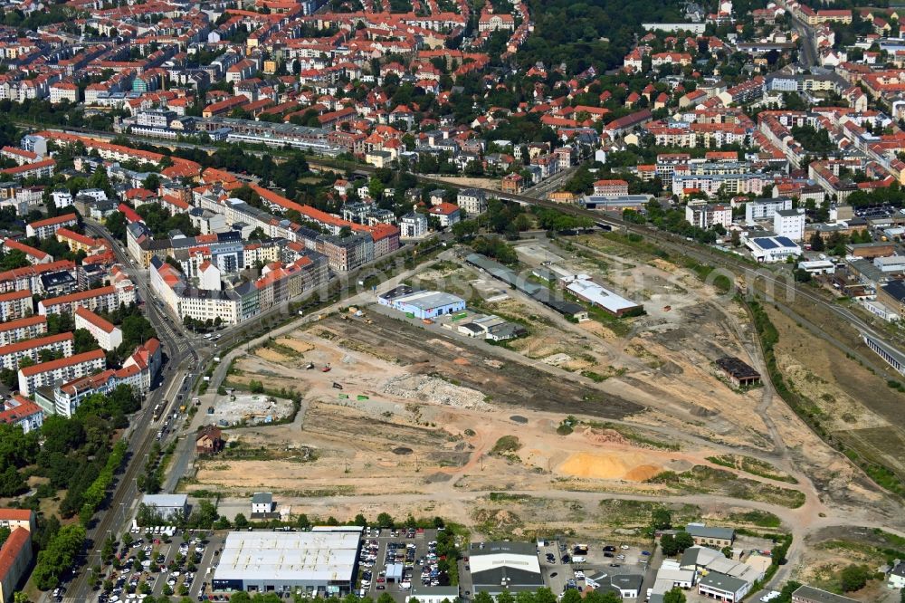 Aerial photograph Leipzig - Development area and building land fallow on Theresienstrasse in Leipzig in the state Saxony, Germany