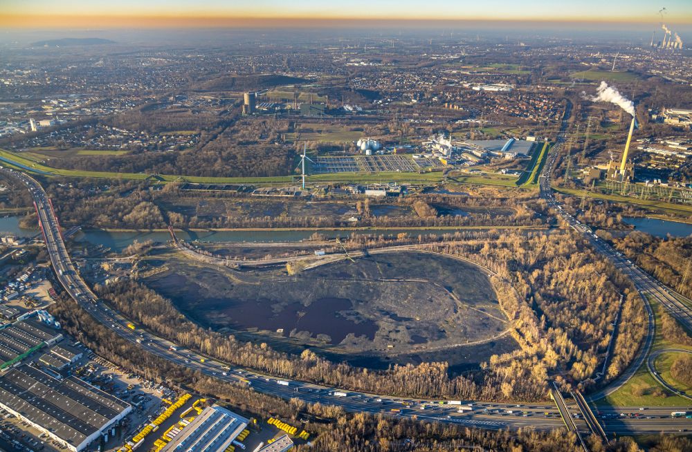 Aerial image Essen - developing field of residential and commercial space Freiheit Emscher in the district Vogelheim in Essen at Ruhrgebiet in the state North Rhine-Westphalia, Germany