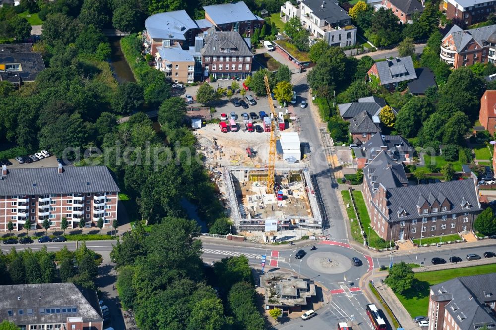 Aerial photograph Husum - New construction site Administrative buildings of the state authority Finanzamt on Danckwerthstrasse in Husum North Frisia in the state Schleswig-Holstein, Germany