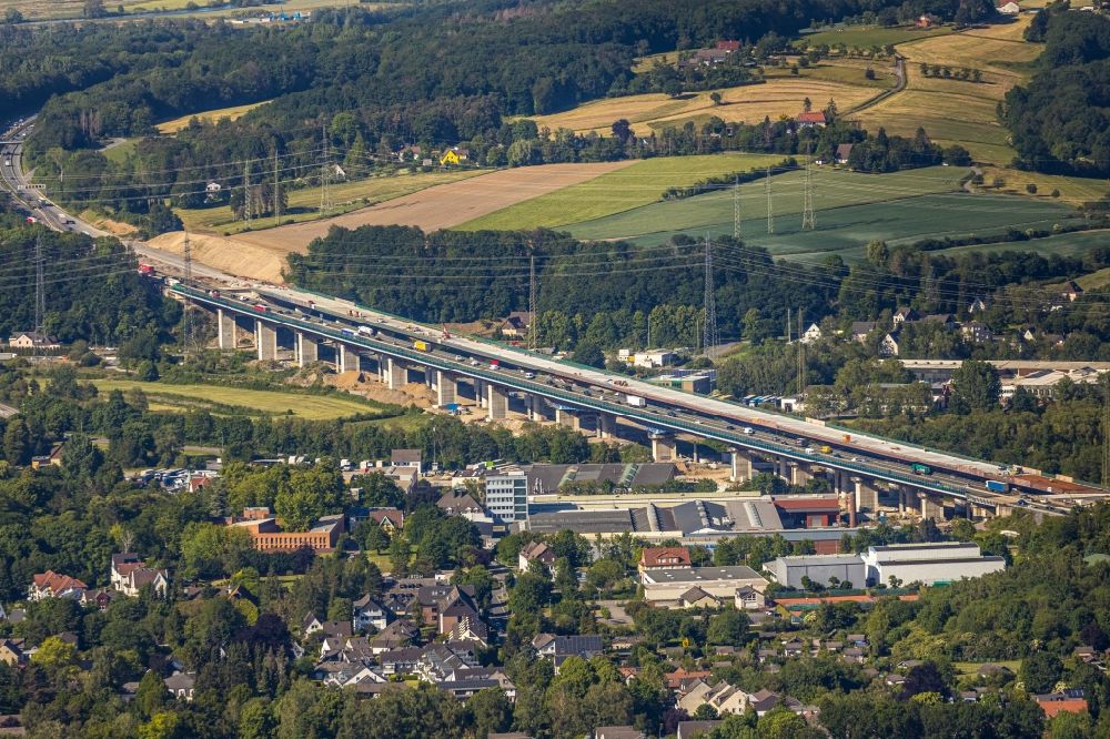Aerial image Hagen - Construction site of the Lennetalbruecke in Hagen in the state North Rhine-Westphalia in Germany