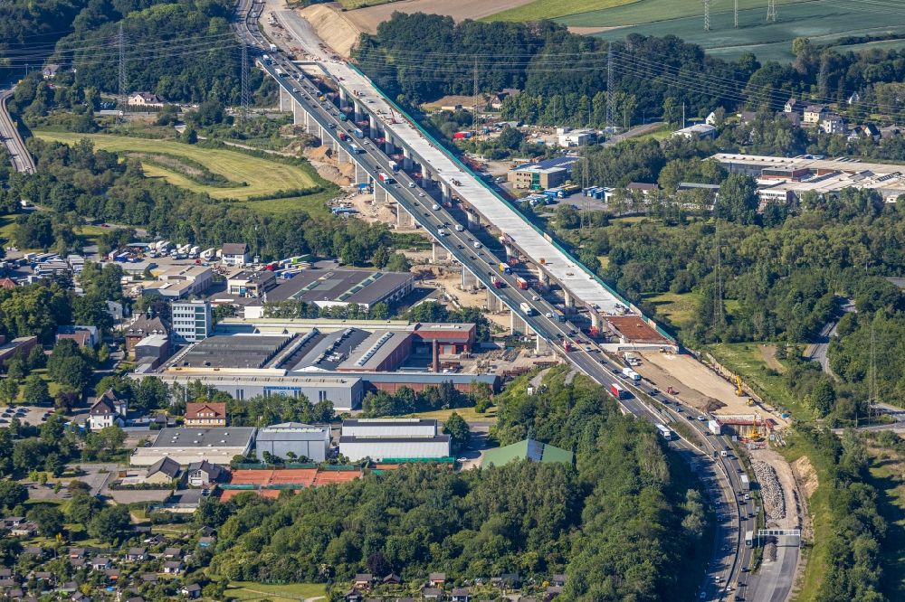 Aerial photograph Hagen - Construction site of the Lennetalbruecke in Hagen in the state North Rhine-Westphalia in Germany
