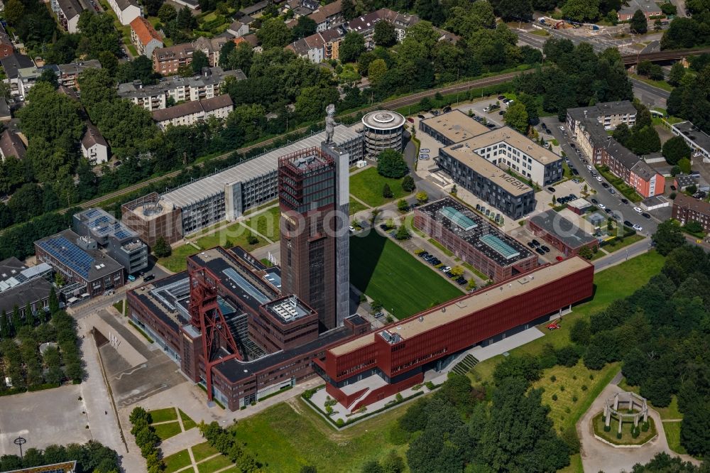 Gelsenkirchen from above - Development tower on the Nordsternturm office building of the administration and commercial building of Vivawest Wohnen GmbH at Bugapark in the Horst district of Gelsenkirchen in the Ruhr area in the state of North Rhine-Westphalia