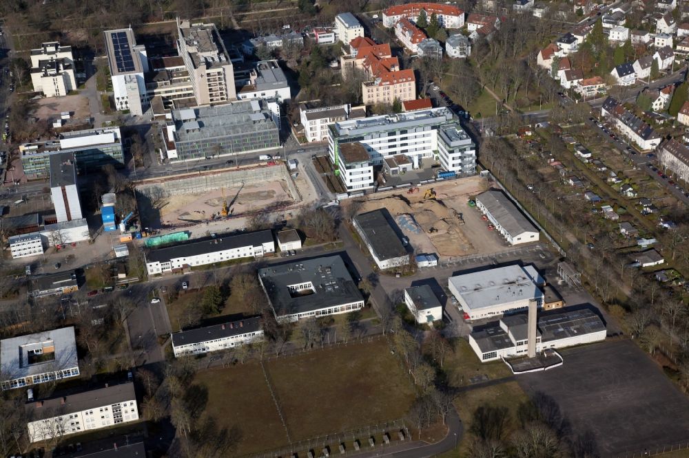 Mainz from above - Expansion construction site at the research building and office complex of the company Biontech in Mainz in the state of Rhineland-Palatinate