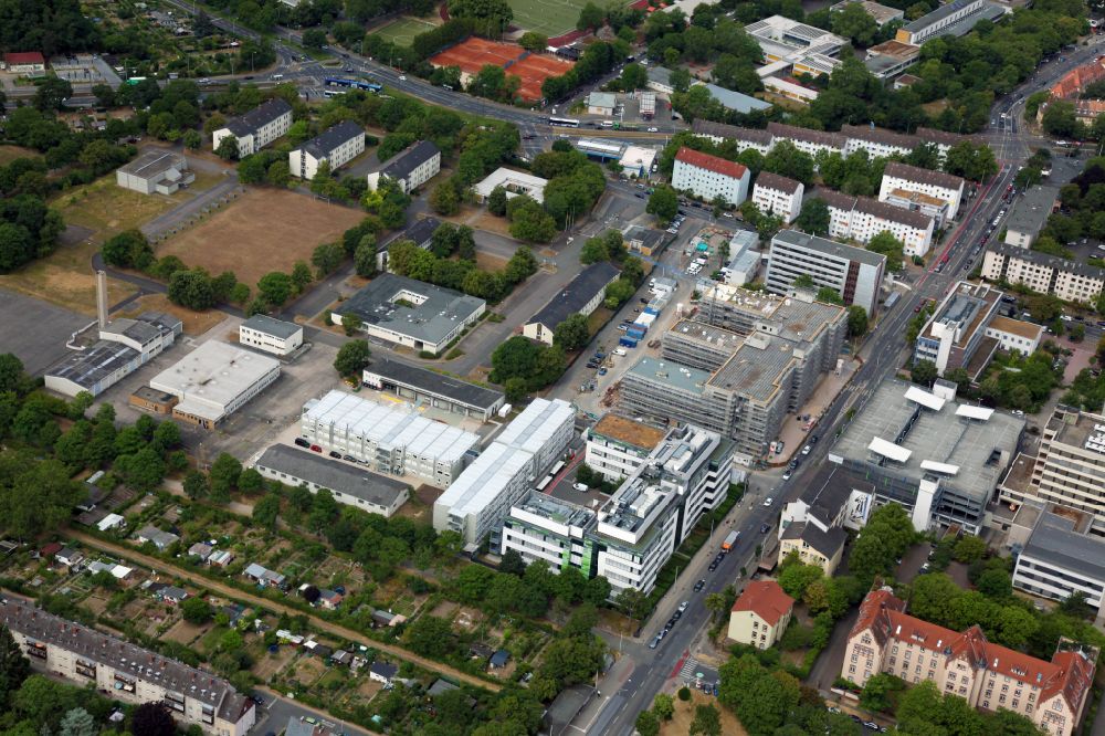 Mainz from above - Extension construction site at the research building and office complex of the company Biontech on the former site of the General Feldzeugmeister barracks in Mainz in the state of Rhineland-Palatinate