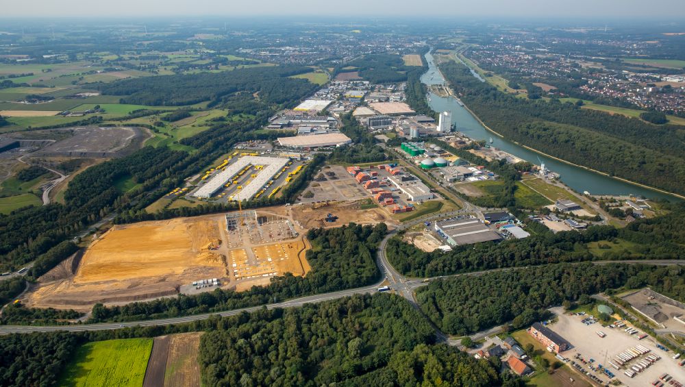 Aerial image Dorsten - Construction site to build a new building complex on the site of the logistics center Arvato Supply Chain Solutions in Dorsten at Ruhrgebiet in the state North Rhine-Westphalia, Germany