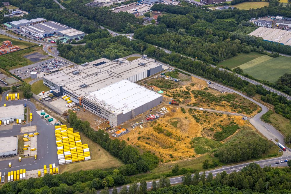 Aerial image Dorsten - Construction site to build a new building complex on the site of the logistics center Arvato Supply Chain Solutions in Dorsten at Ruhrgebiet in the state North Rhine-Westphalia, Germany