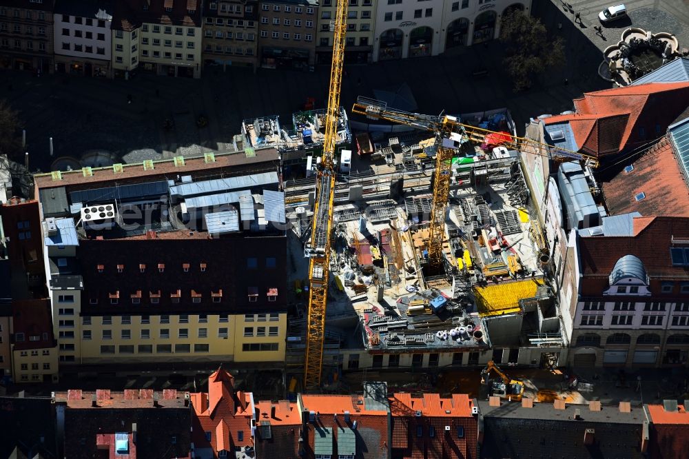 Aerial image Nürnberg - Revitalization and expansion construction at the building complex of the shopping center of Woehrl AG in the district Altstadt - Sankt Lorenz in Nuremberg in the state Bavaria, Germany