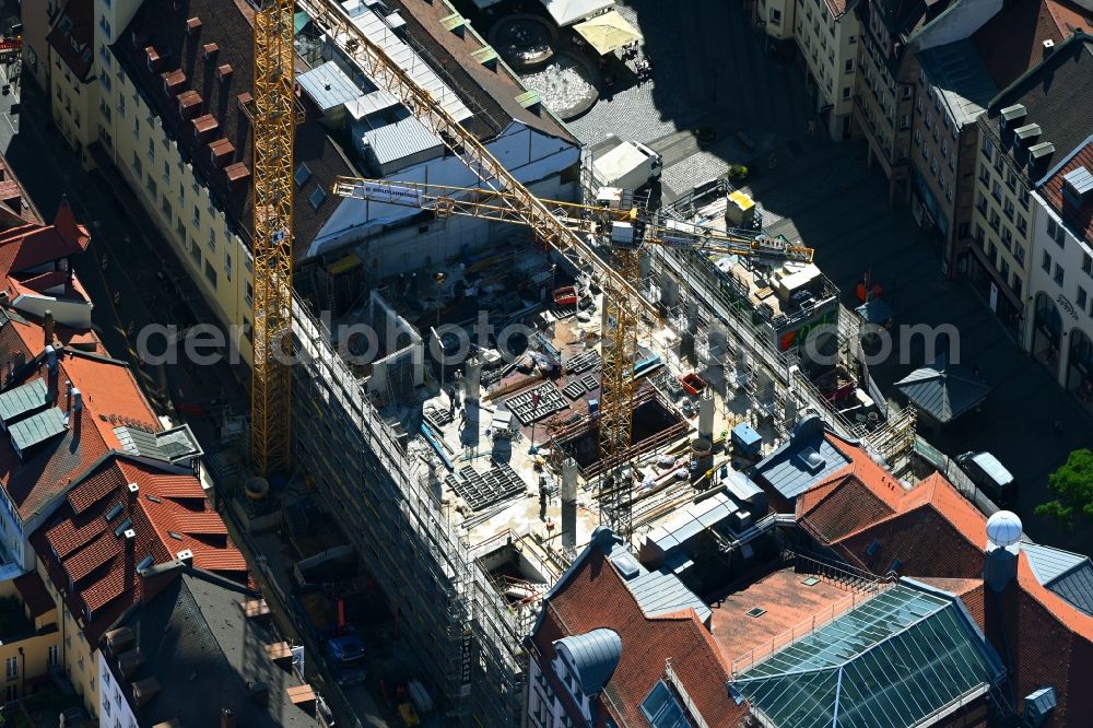 Nürnberg from above - Revitalization and expansion construction at the building complex of the shopping center of Woehrl AG in the district Altstadt - Sankt Lorenz in Nuremberg in the state Bavaria, Germany