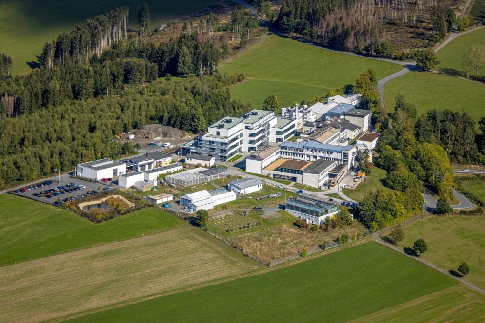 Aerial image Grafschaft - Extension of new building site at the building complex of the institute Fraunhofer-Institut fuer Molekularbiologie and Angewandte Oekologie in Grafschaft at Sauerland in the state North Rhine-Westphalia, Germany