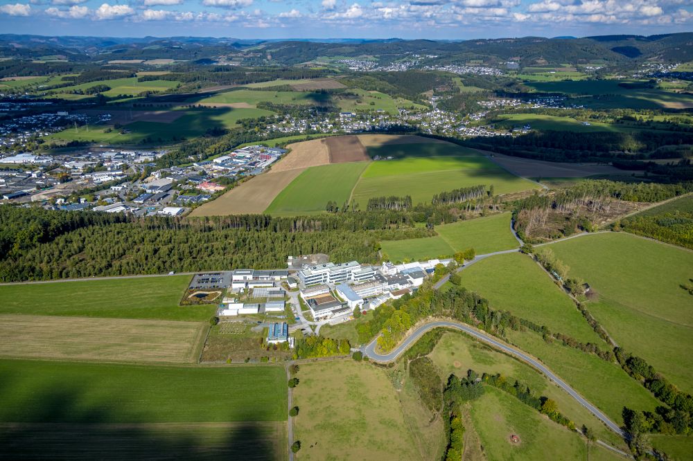 Aerial photograph Grafschaft - Extension of new building site at the building complex of the institute Fraunhofer-Institut fuer Molekularbiologie and Angewandte Oekologie in Grafschaft at Sauerland in the state North Rhine-Westphalia, Germany