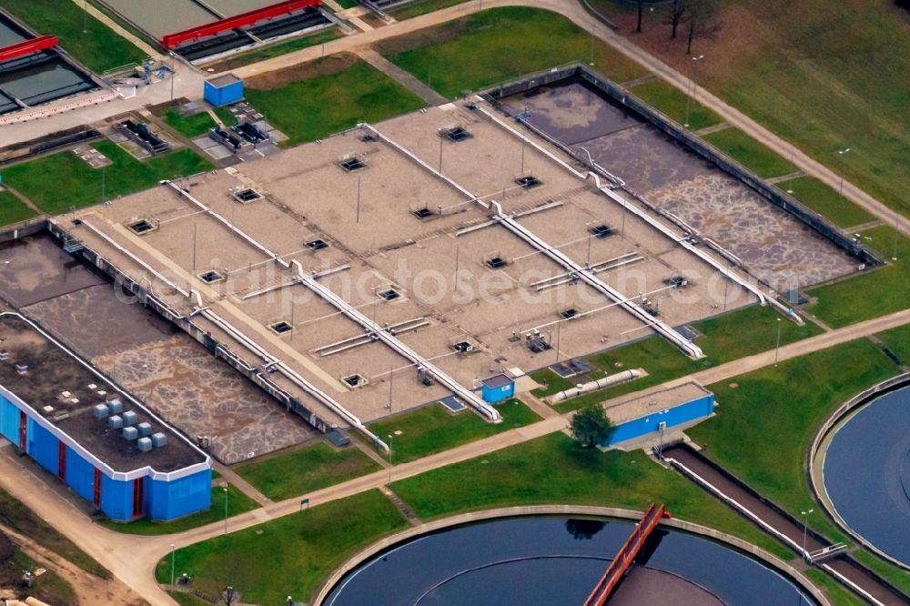 Aerial image Forchheim - New construction site and extension of the sewage treatment basins and purification stages in Forchheim in the state Baden-Wurttemberg, Germany