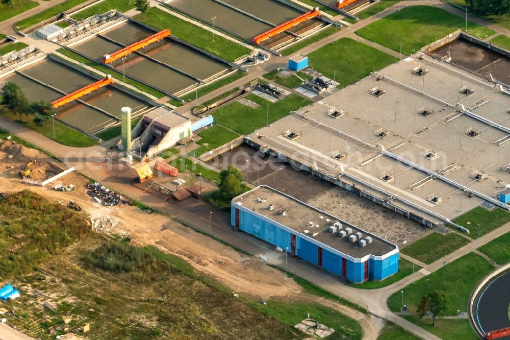 Aerial photograph Forchheim - New construction site and extension of the sewage treatment basins and purification stages in Forchheim in the state Baden-Wurttemberg, Germany