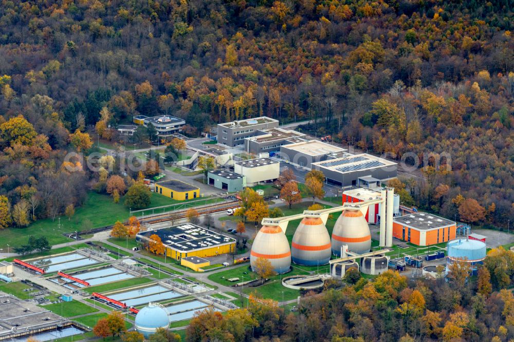 Aerial photograph Forchheim - Sewage treatment basins and purification stages in Forchheim in the state Baden-Wurttemberg, Germany