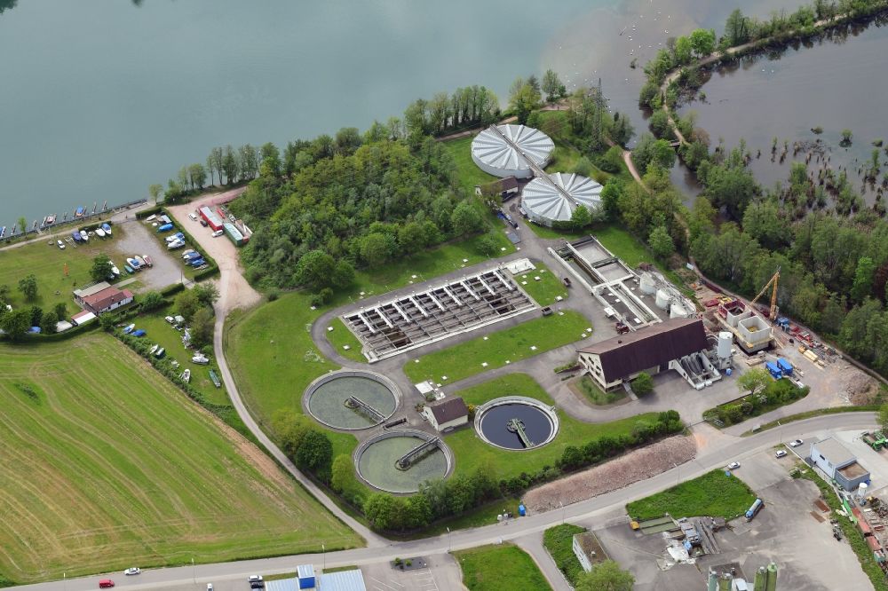 Wehr from the bird's eye view: New construction site and extension of the sewage treatment basins and purification stages in Wehr in the state Baden-Wurttemberg, Germany