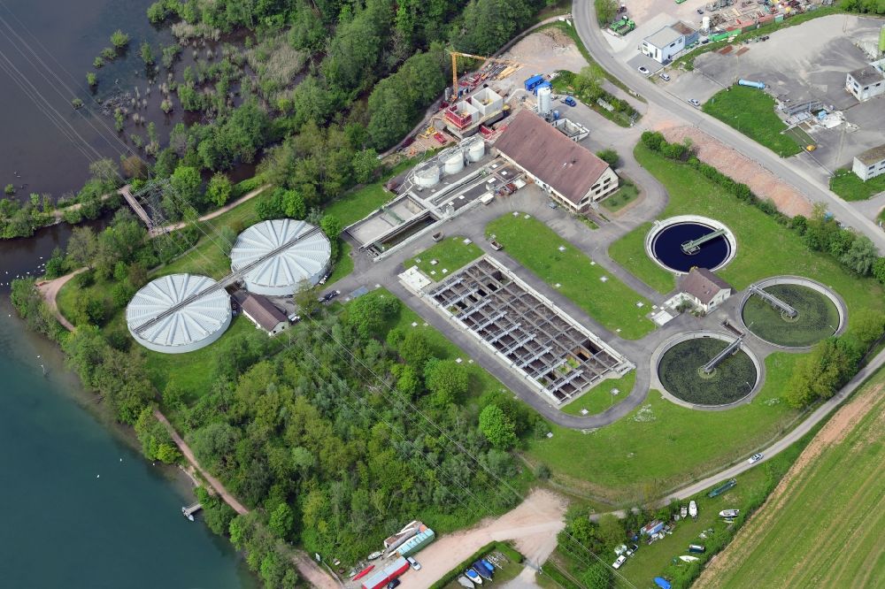 Aerial photograph Wehr - New construction site and extension of the sewage treatment basins and purification stages in Wehr in the state Baden-Wurttemberg, Germany