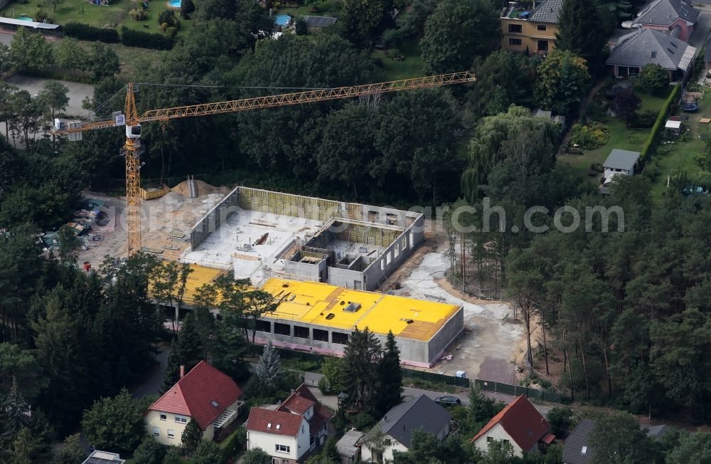 Bergholz-Rehbrücke from above - Extension of new building site at the building complex of the institute fuer Ernaehrungsforschung on Lenbachstrasse in Bergholz-Rehbruecke in the state Brandenburg, Germany
