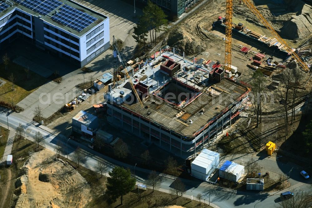 Aerial image Nürnberg - Extension of new building site at the building complex of the institute Fraunhofer-Institut fuer Integrierte Schaltungen IIS on Nordostpark in the district Schafhof in Nuremberg in the state Bavaria, Germany