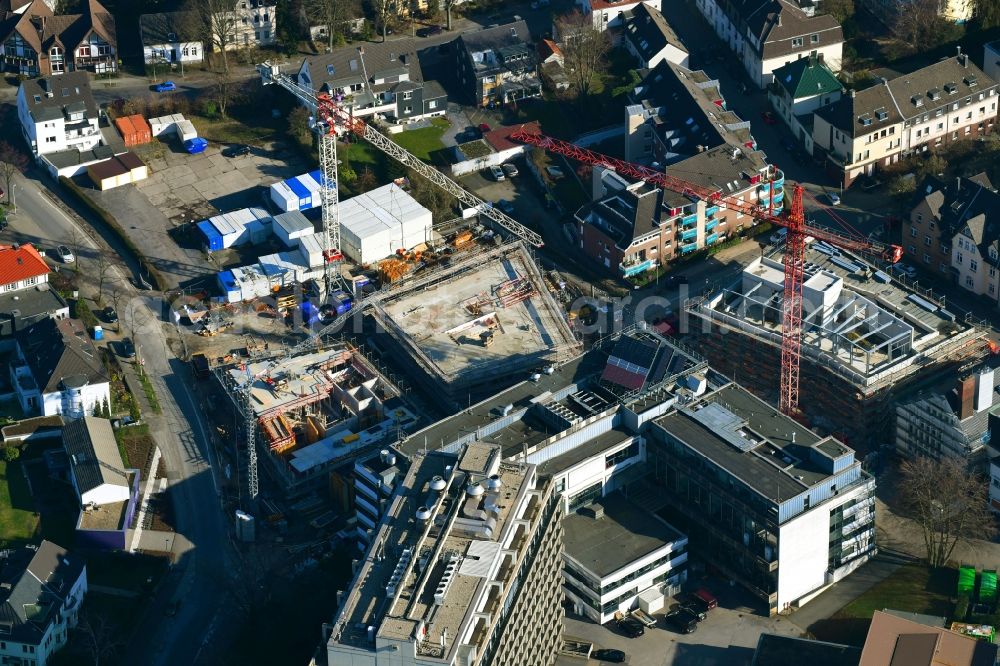 Aerial photograph Mülheim an der Ruhr - Extension of new building site at the building complex of the institute Max-Planck-Institut fuer Chemische Energiekonversion CEC on Stiftstrasse in Muelheim on the Ruhr in the state North Rhine-Westphalia, Germany