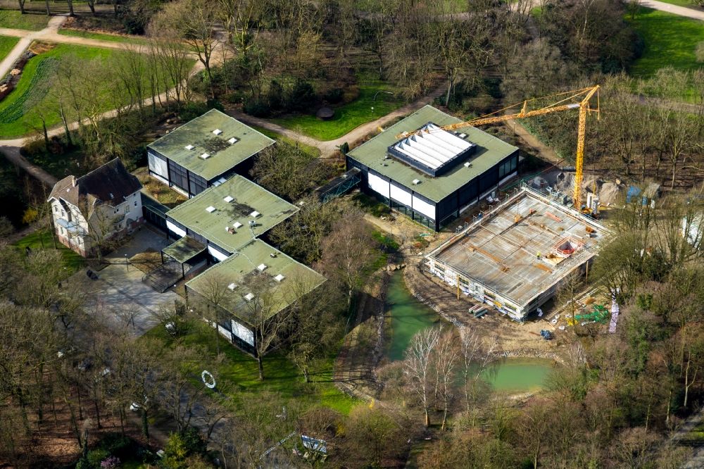 Aerial image Bottrop - Extension of a new construction site at the Museum- Building Josef Albers Museum Quadrat in Bottrop in the state North Rhine-Westphalia, Germany