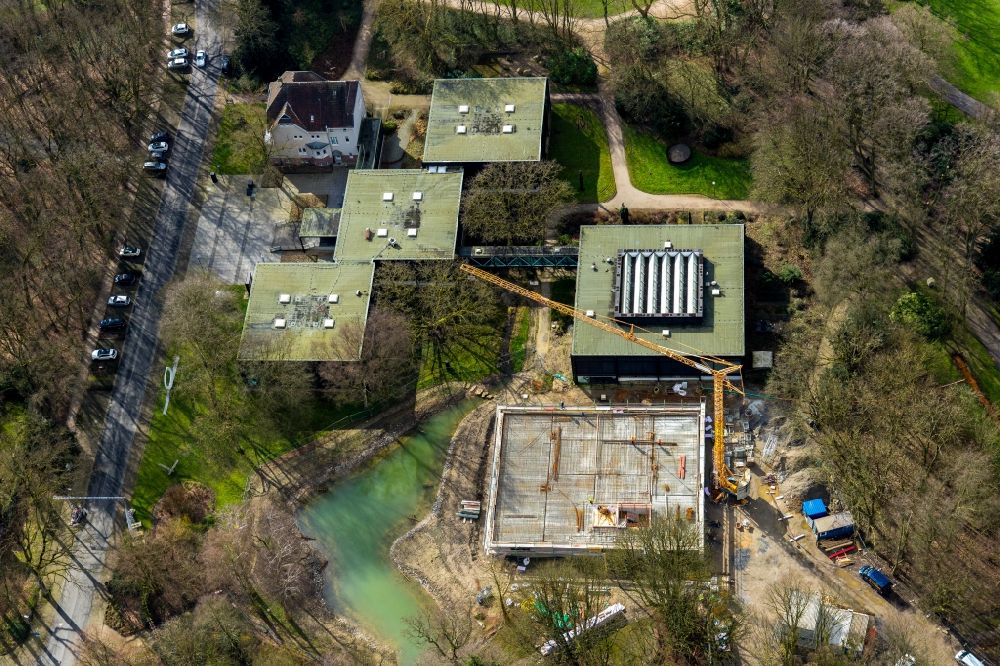 Bottrop from above - Extension of a new construction site at the Museum- Building Josef Albers Museum Quadrat in Bottrop in the state North Rhine-Westphalia, Germany