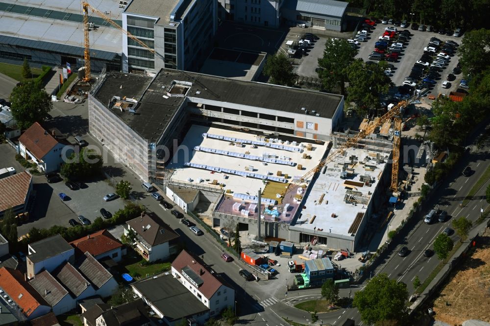 Bietigheim-Bissingen from the bird's eye view: Extension - new building - construction site on the factory premises on Laiernstrasse - Industriestrasse in Bietigheim-Bissingen in the state Baden-Wuerttemberg, Germany