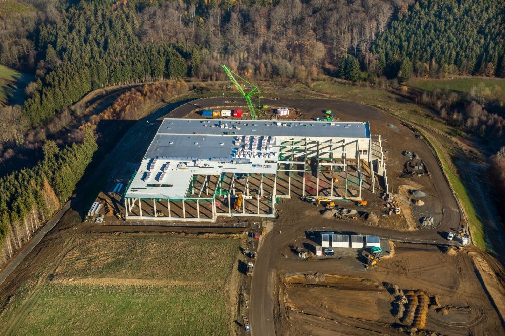 Aerial image Rosmart - Extension - new building - construction site on the factory premises in the commercial area in Rosmart in the state North Rhine-Westphalia, Germany