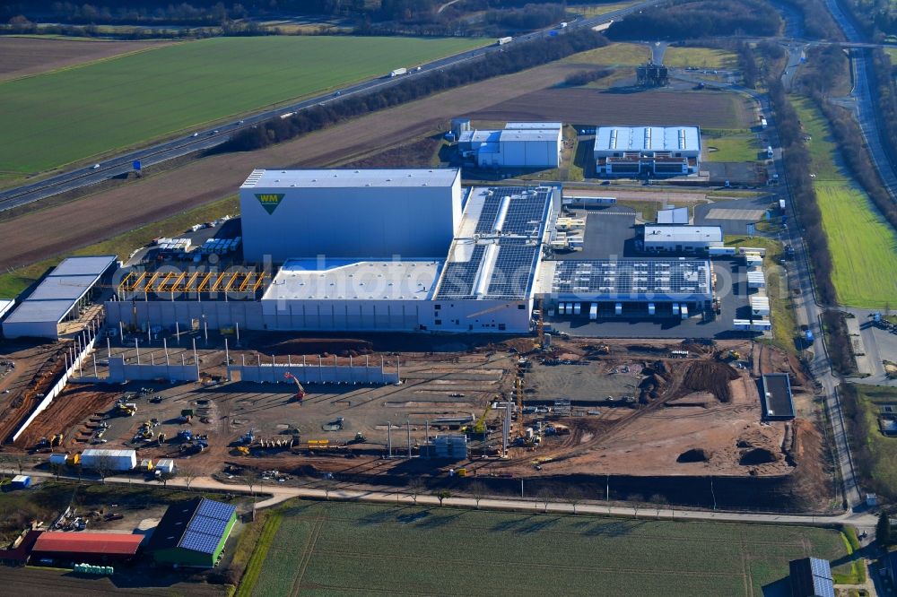 Aerial photograph Hann. Münden - Extension - new building - construction site on the factory premises on Hans-Heiner-Mueller-Allee in the district Hedemuenden in Hann. Muenden in the state Lower Saxony, Germany