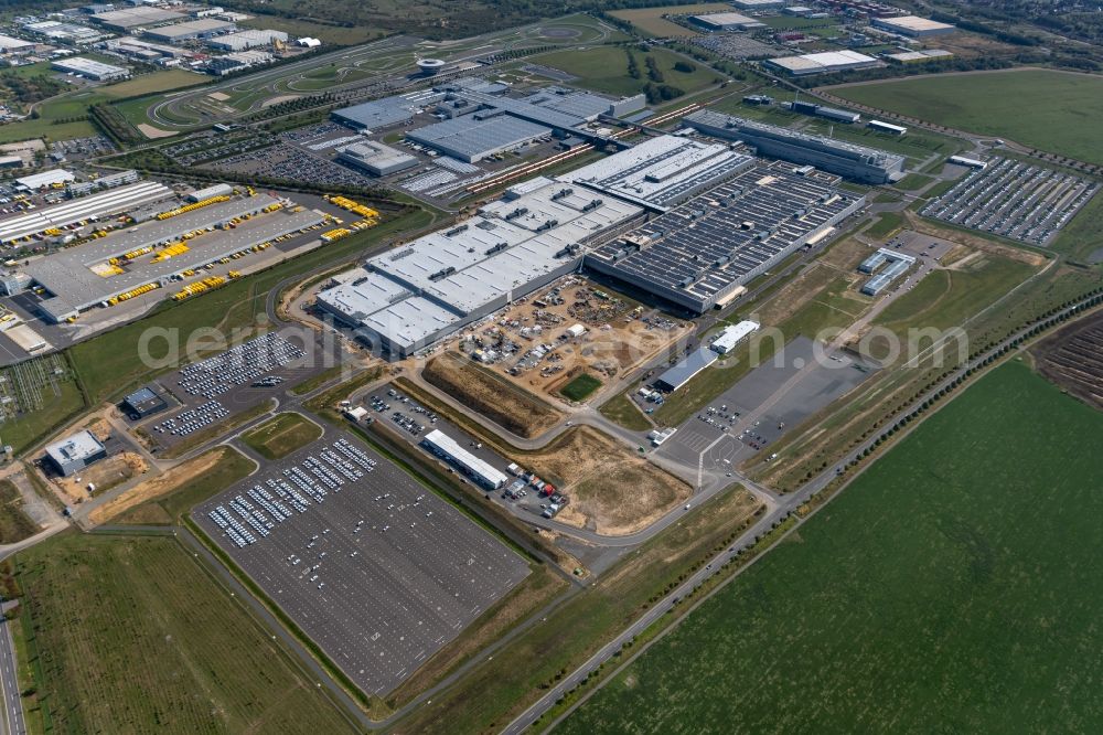 Aerial photograph Leipzig - Extension - new building - construction site on the factory premises of Dr. Ing. h.c. F. Porsche AG on Porschestrasse in the district Luetzschena in Leipzig in the state Saxony, Germany
