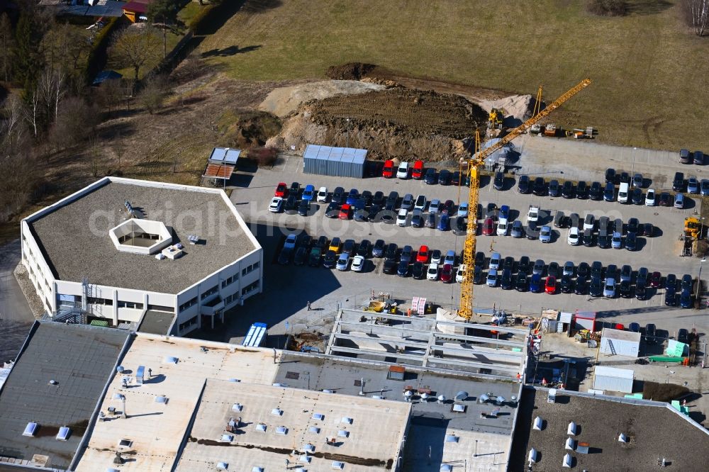 Mistelgau from above - Extension - new building - construction site on the factory premises Kennametal GmbH & Co. KG in Mistelgau in the state Bavaria, Germany