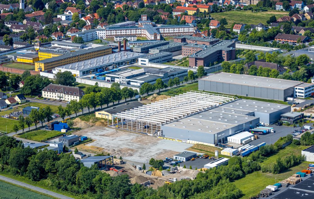 Aerial image Werl - Extension - new building - construction site on the factory premises Kulle Logistik GmbH & Co. KG on street Von-Papen-Anger in the district Westoennen in Werl at Ruhrgebiet in the state North Rhine-Westphalia, Germany