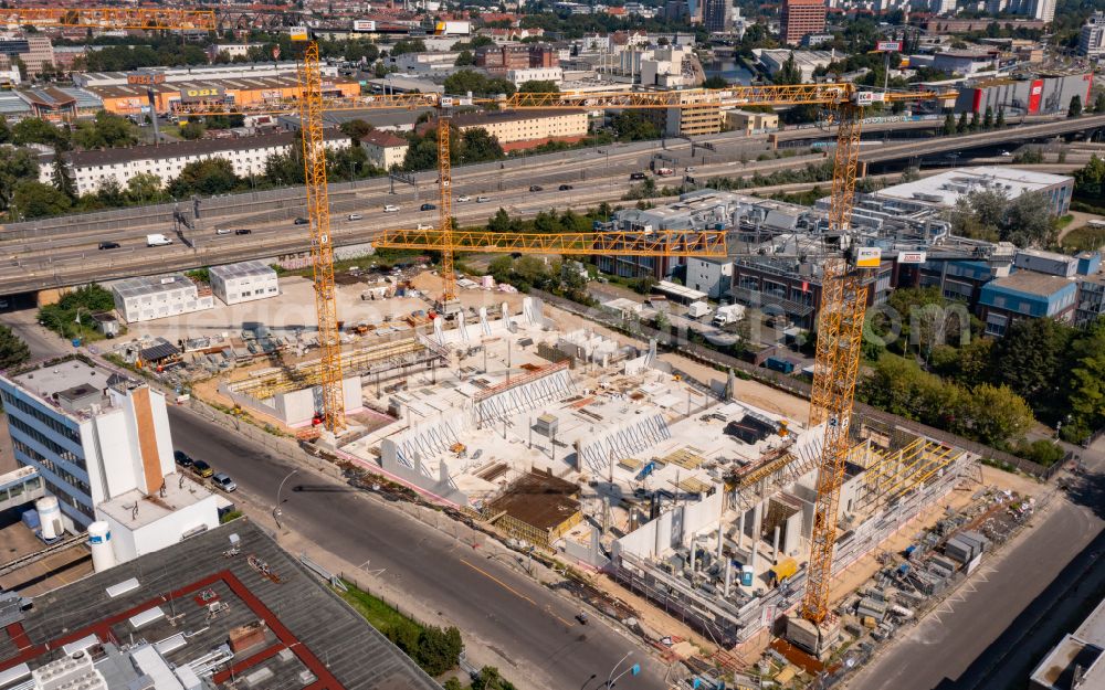 Aerial photograph Berlin - Extension - new building - construction site on the factory premises Moll Marzipan GmbH in Berlin, Germany