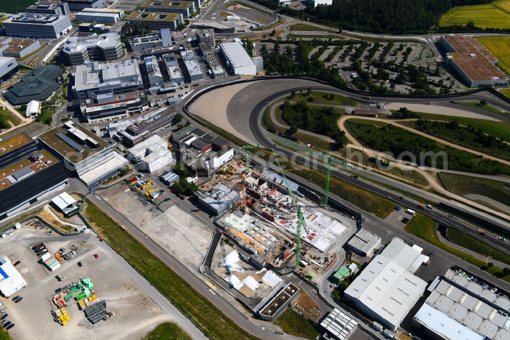 Aerial image Weissach - Extension - new building - construction site on the factory premises of Porsche Deutschland GmbH in Weissach in the state Baden-Wurttemberg, Germany